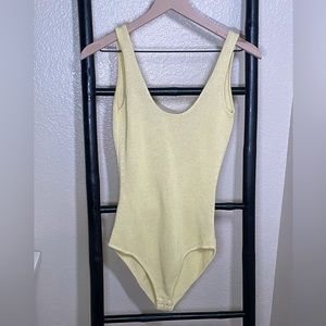 Zara Knit Open Back Bodysuit Pastel Yellow size XS